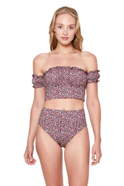 Sanctuary Garden Off Shoulder Crop Bandeau Bikini Top