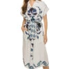 Valerie Kaftan Dress -Cheap New Bikini World Store 123D07 Apparel Dress Scrolls Marine Front