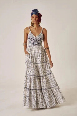 Vall Maxi Dress -Cheap New Bikini World Store 223D15 Apparel Dress Ikat Blue Lifestyle