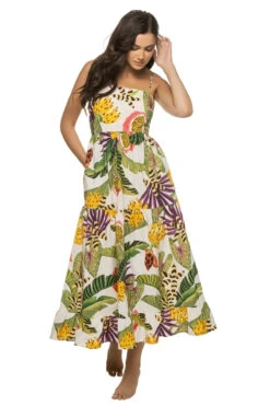 Farm Rio Striped Forest Maxi Dress