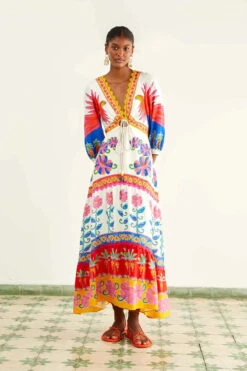 Farm Rio Vivid Garden Maxi Dress -Cheap New Bikini World Store 309362 Apparel Dress Off White Lifestyle