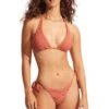 Seafolly Longline Sliding Triangle Bikini Top -Cheap New Bikini World Store 31377 911 Bikini Top Cinnamon Front
