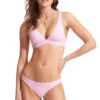Seafolly Sorrento Stripe Long Line Triangle Bikini Top -Cheap New Bikini World Store 31404 027 Bikini Top Parfait Pink Front