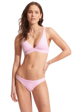 Seafolly Sorrento Stripe Long Line Triangle Bikini Top