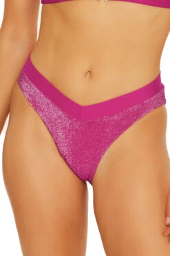 Cosmos Metallic V-Front Banded High Waist Bikini Bottom