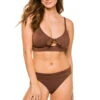 Charlie Shimmer Bralette Bikini Top -Cheap New Bikini World Store CHARLIE M Bikini Top Cocoa Shimmer Front2