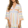 Tirunesh Flutter Sleeve Mini Dress -Cheap New Bikini World Store HSW2232C1 Apparel Dress Stripe Sunrise Front
