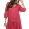 Stevie Drop Waist Dress -Cheap New Bikini World Store R053 STEVIE Apparel Dress Painted Stripe Fuchsia Front