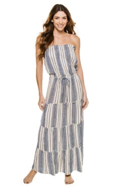 ELAN Stripe Strapless Maxi Dress
