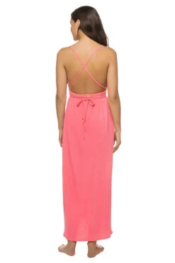 Sybille Maxi Dress -Cheap New Bikini World Store S23133 Apparel Dress Cotton Gauze Fuchsia Back