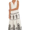 Embroidered Maxi Dress -Cheap New Bikini World Store S23K 230569 Apparel Dress Natural Black Front