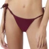 Mila Tie Side Brazilian Bikini Bottom -Cheap New Bikini World Store SAA 660T Bikini Bottom Sangria Front