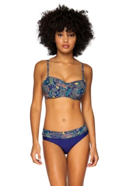 Iconic Twist Underwire Bandeau Bikini Top (D+ Cup) -Cheap New Bikini World Store SST BLUE DRSC Tops Front2 100289