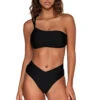 Reese Asymmetrical Bikini Top -Cheap New Bikini World Store T521TBLACK Bikini Top Black Front